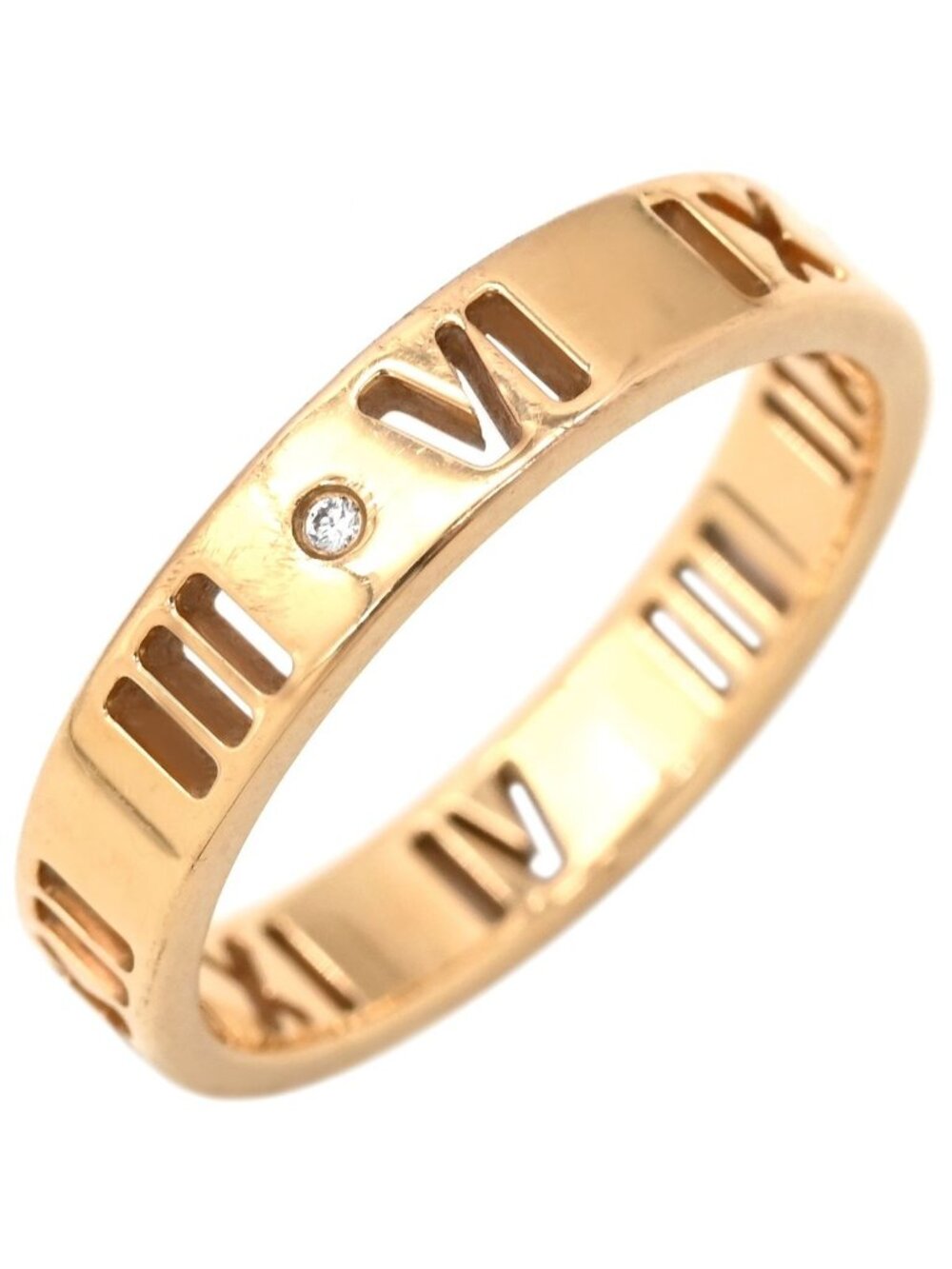 Tiffany & Co Ring Piersted Atlas Narrow Diamond Rose Gold T&Co PG
